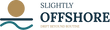 A logo-style graphic with a tan circle above dark blue and teal curved lines, alongside the words 'SLIGHTLY OFFSHORE' and smaller text 'DRIFT BEYOND ROUTINE' on a white background.