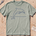 Bay heavyweight tee with a single-line arcing dolphin graphic.