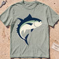 bay heavyweight tee with a flat-geometric bluefin tuna graphic.
