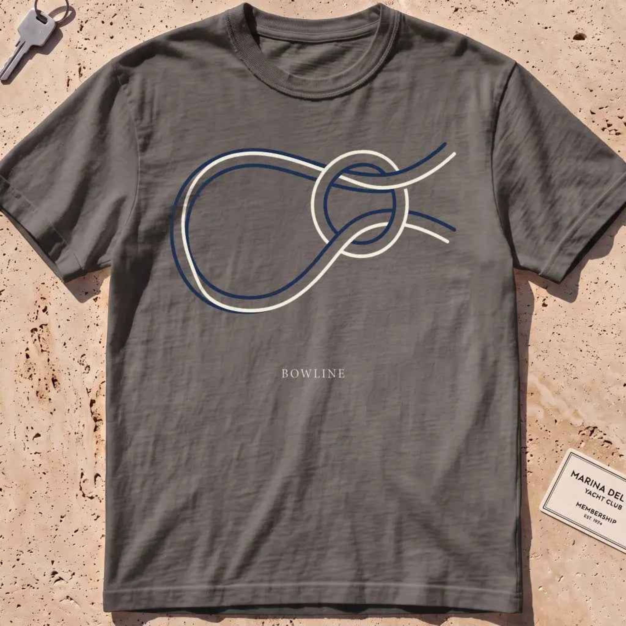 Pepper heavyweight tee with a single continuous-line bowline knot graphic.