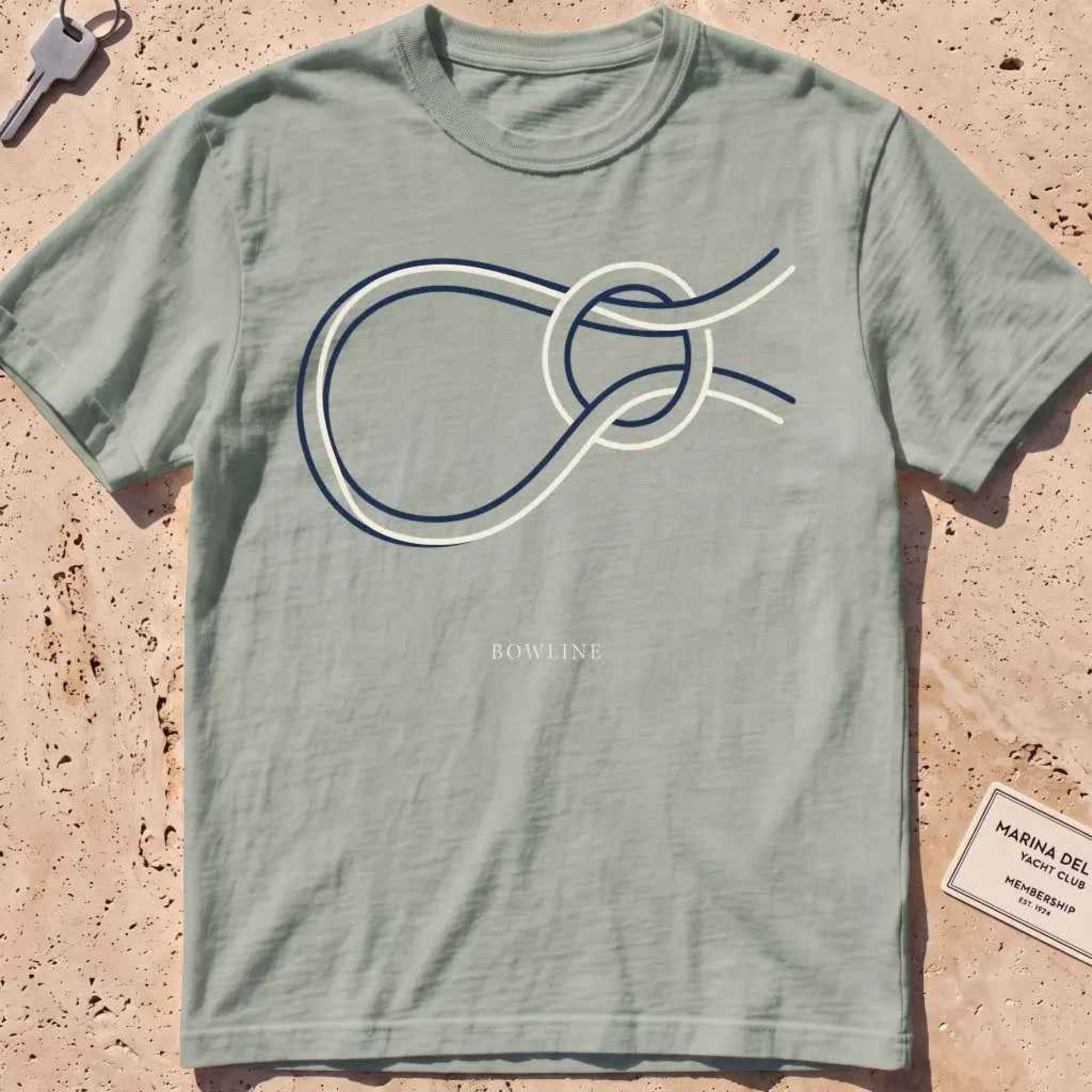 Bay heavyweight tee with a single continuous-line bowline knot graphic.