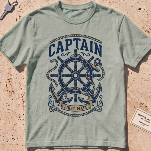 Bay heavyweight tee with a ship's wheel, anchor and rope nautical graphic