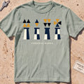 bay heavyweight tee with flat-geometric cardinal navigation marks graphic.