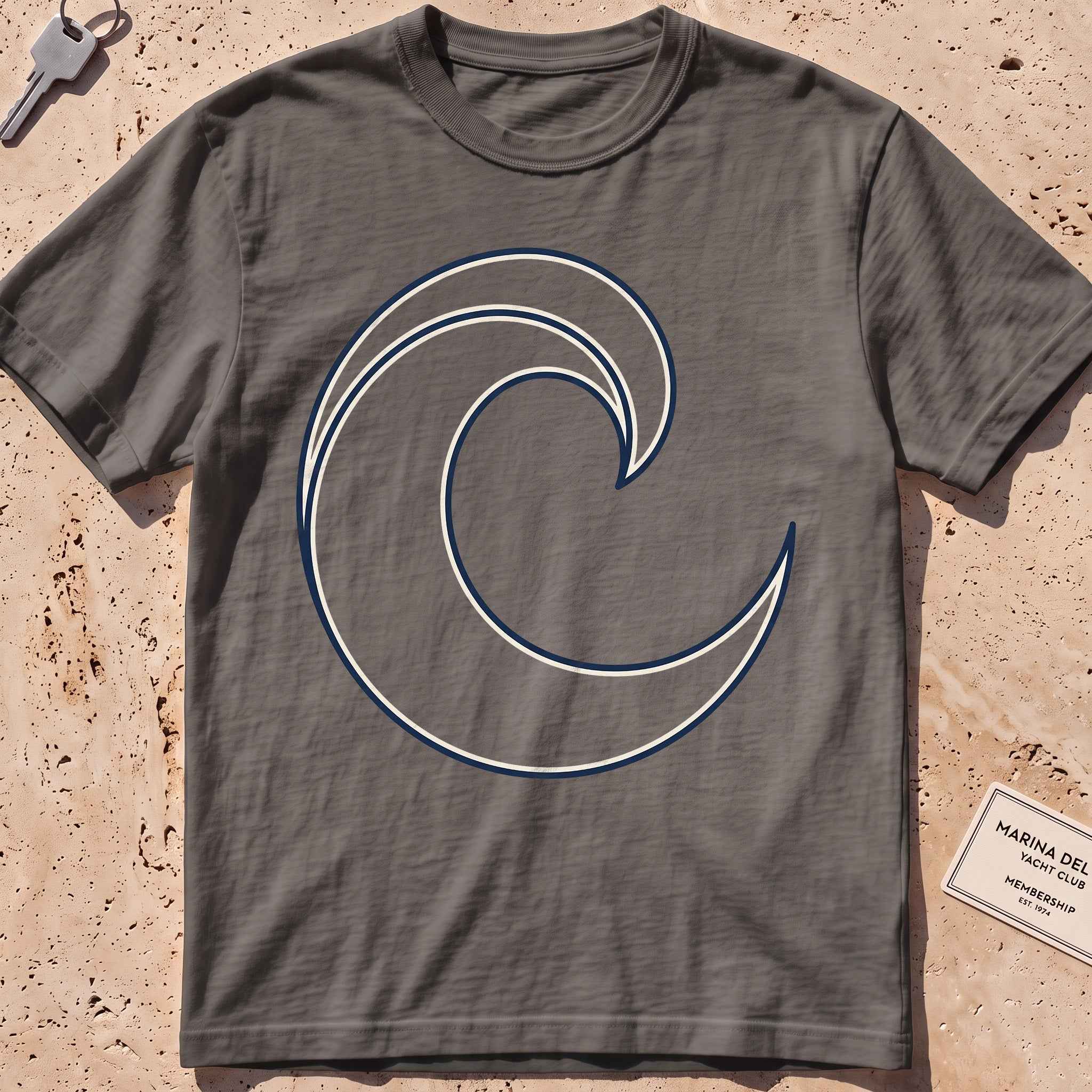 pepper heavyweight tee with a single-line breaking wave curl graphic.
