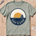 bay heavyweight tee with a bold "Day's End" sunset badge graphic.