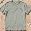bay heavyweight tee with a minimalist "Ebb and Flood" tide curve graphic.