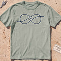 bay heavyweight tee with a single-line figure-eight knot graphic.