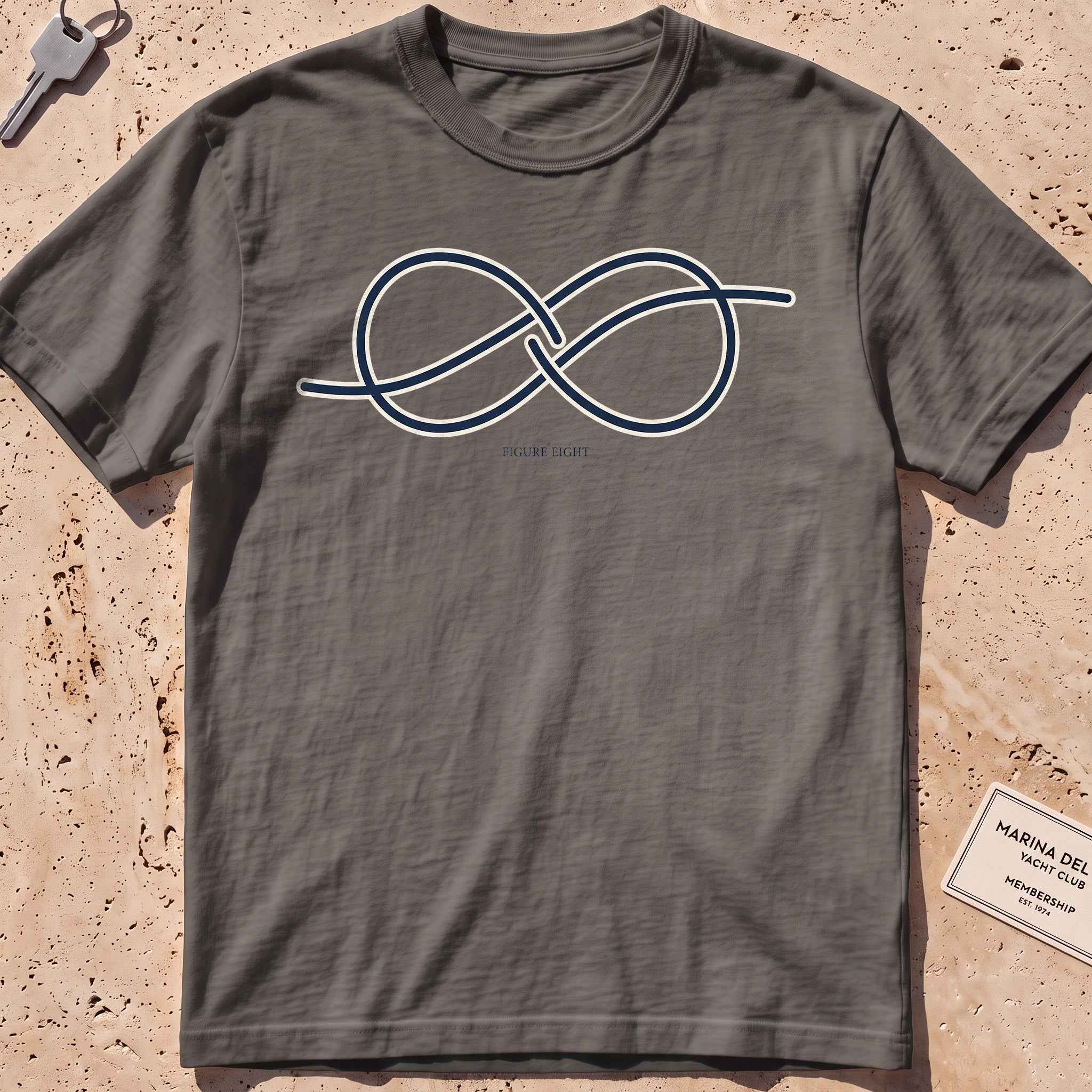 pepper heavyweight tee with a single-line figure-eight knot graphic.