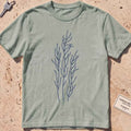 bay heavyweight tee with minimal-line drifting kelp strands graphic.