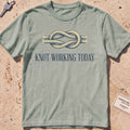 bay heavyweight tee with an engraved knot and "Knot Working Today" text.