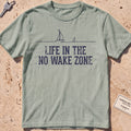 bay heavyweight tee with a single-line sailboat, buoy and "No Wake Zone" text.