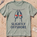 bay heavyweight tee with a pair of red-accented lobster buoys graphic.