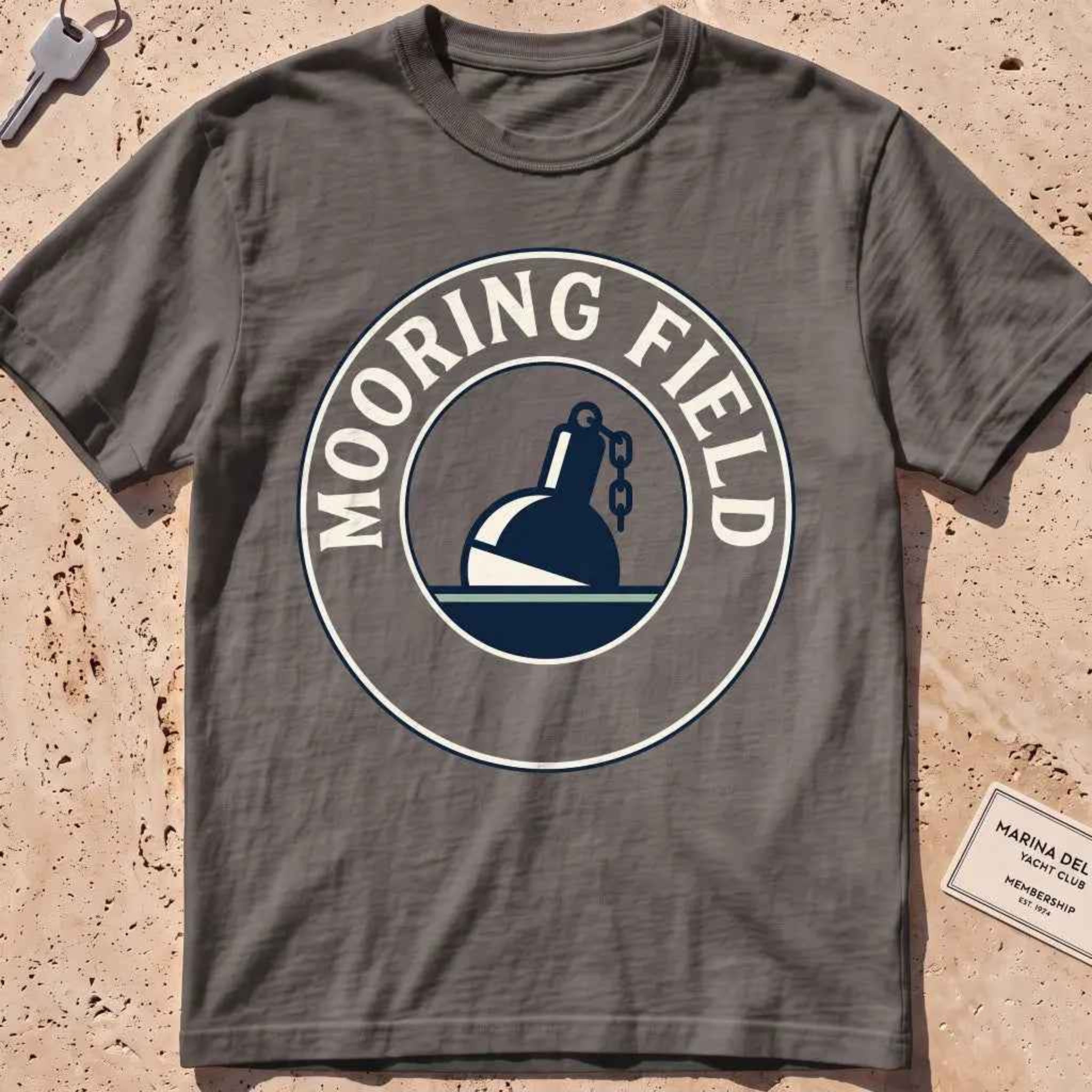 pepper heavyweight tee with a mooring buoy and chain harbor mooring-field badge graphic.