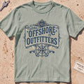 bay heavyweight tee with ornate "Offshore Outfitters" lettering and compass.