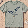 bay heavyweight tee with a bold-fill osprey carrying a fish in its talons graphic.