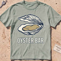 bay heavyweight tee with a finely engraved oyster shell in vintage line style.