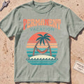 bay heavyweight tee with a retro sunset and hammock "Permanent Vacation" graphic.