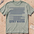 bay heavyweight tee with still-water lines and "Quiet Water" type.