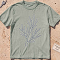 bay heavyweight tee with a single-line coral branch graphic.