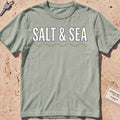 bay heavyweight tee with bold "Salt & Sea" type graphic.