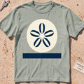 bay heavyweight tee with a flat-geometric sand dollar graphic.