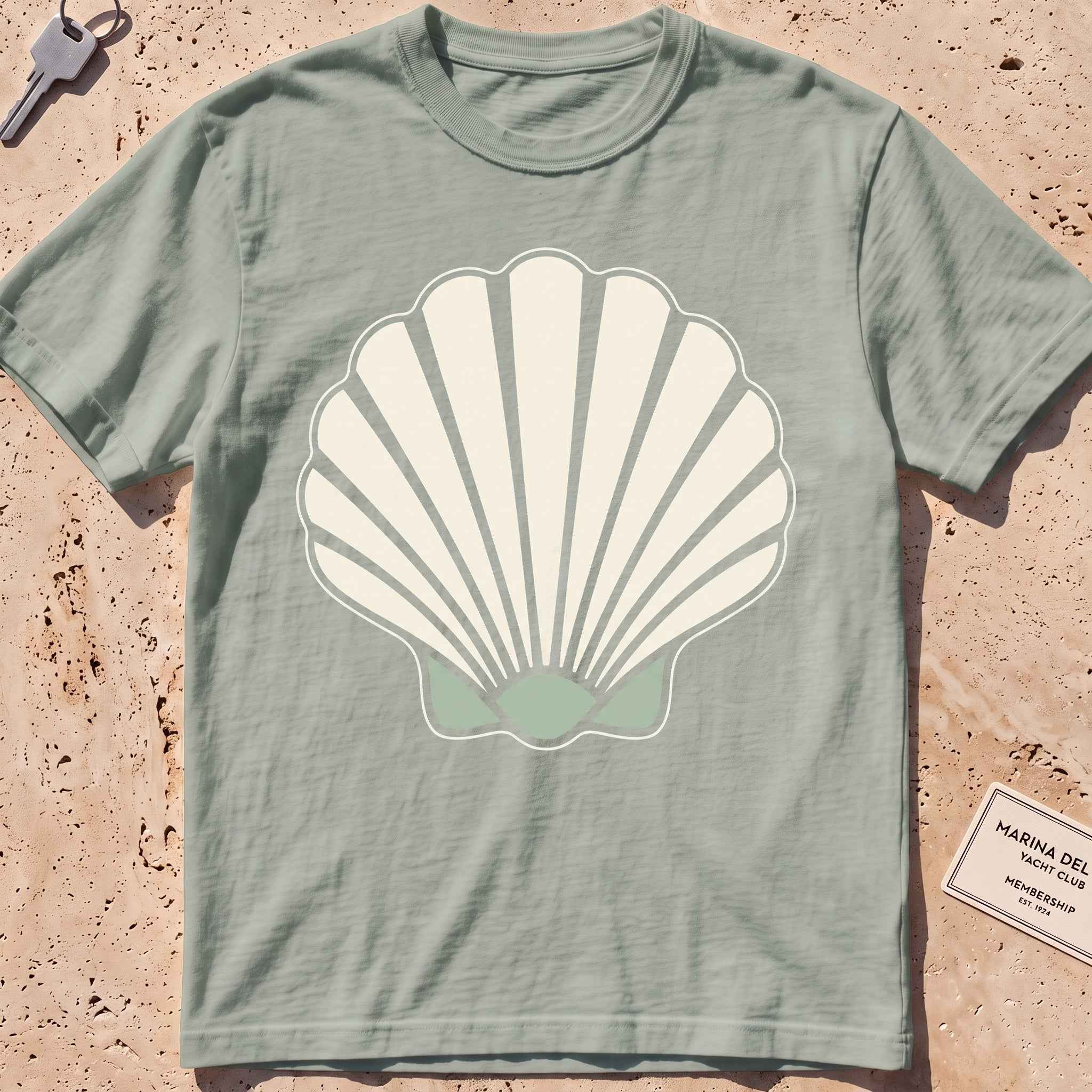 bay heavyweight tee with a bold scallop shell graphic.