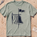 bay heavyweight tee with an etched bell weathervane graphic.