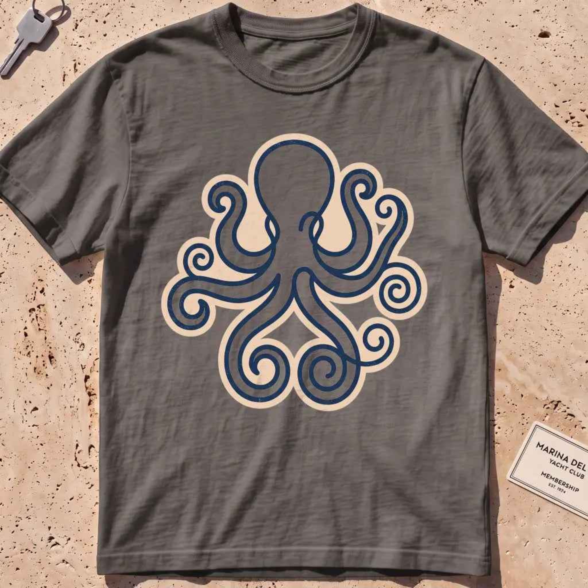 pepper heavyweight tee with a single continuous-line octopus graphic.