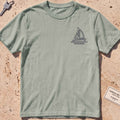 bay heavyweight tee with a single-line lone sail crest graphic.