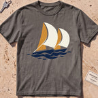 pepper heavyweight tee with flat-geometric racing spinnakers graphic.