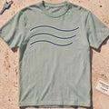 bay heavyweight tee with three minimal-line swell curves graphic.