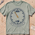 bay heavyweight tee with a tide-clock face and "Runs on Tide Time" text.