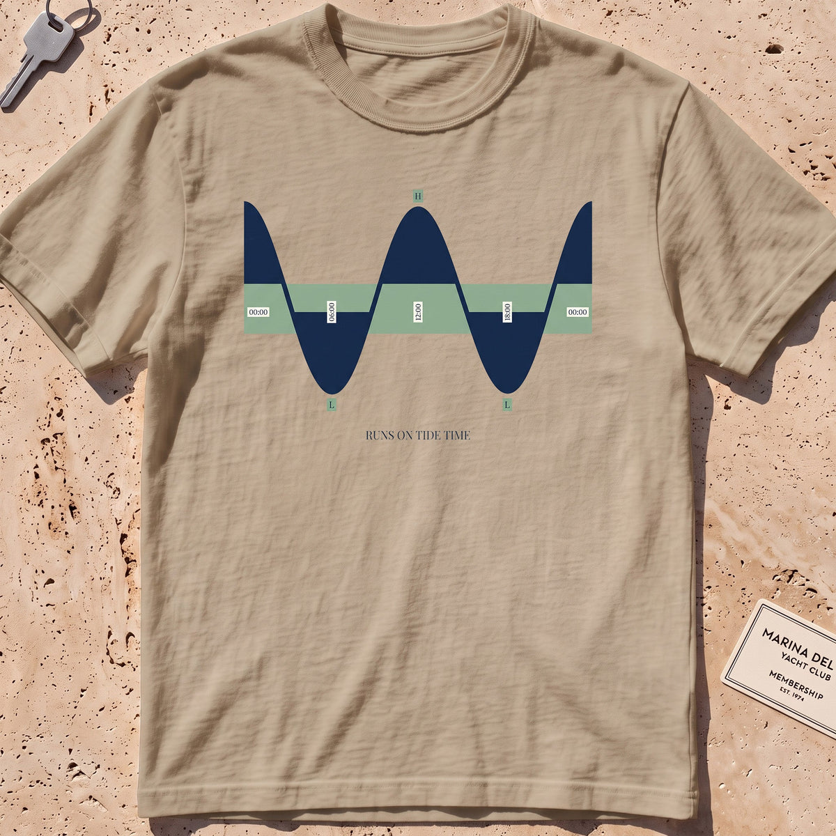 khaki heavyweight tee with an etched starfish and anemone tide pool graphic.