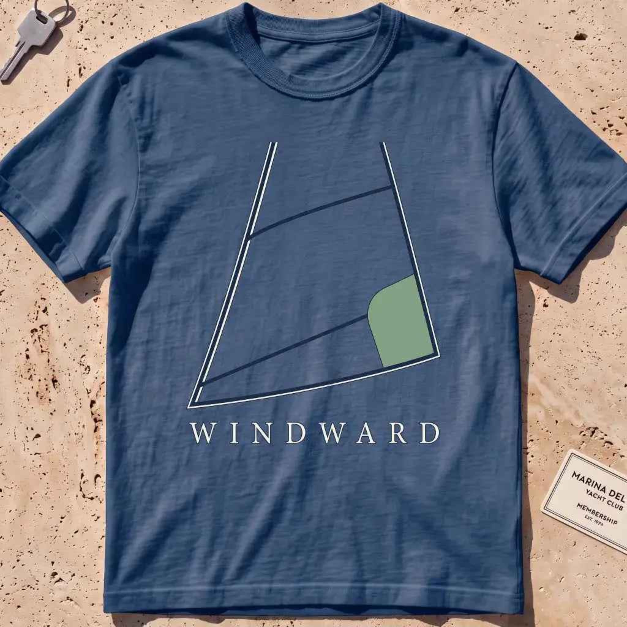 midnight heavyweight tee with a bold close-cropped mainsail filling the frame graphic.