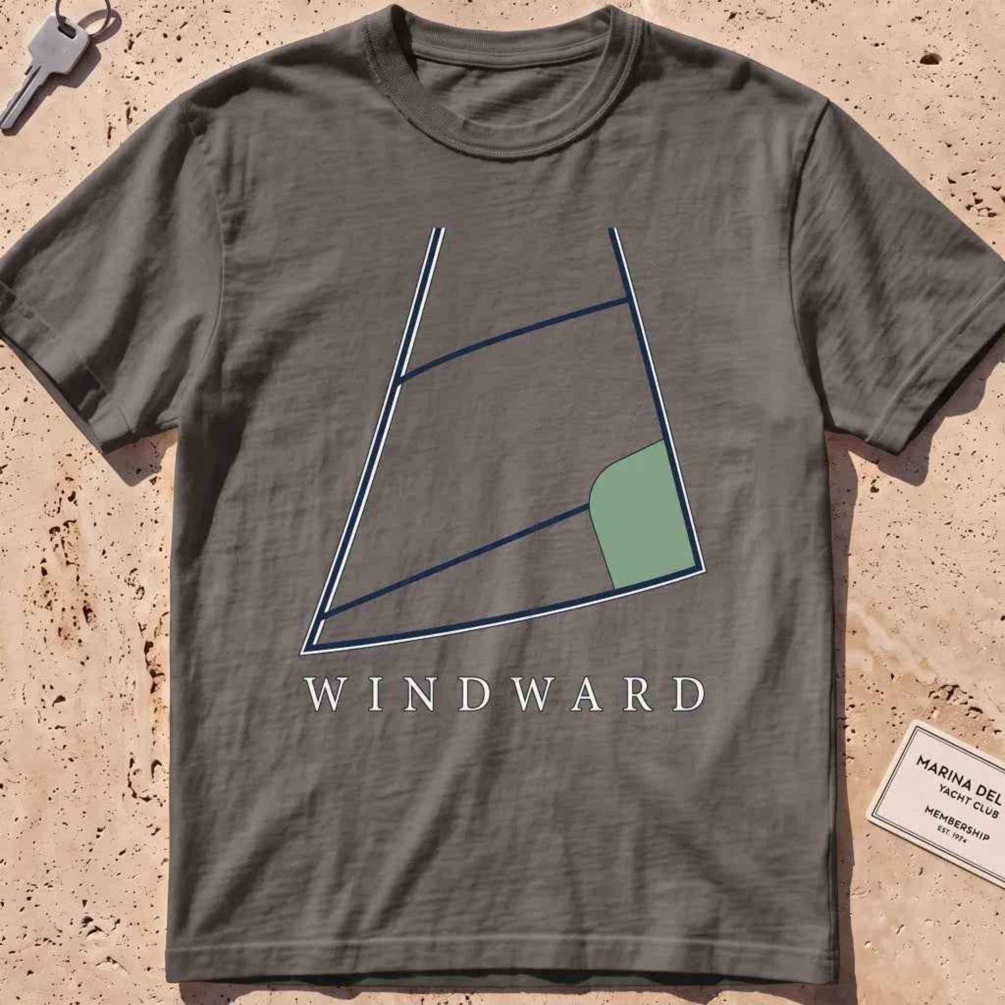pepper heavyweight tee with a bold close-cropped mainsail filling the frame graphic.